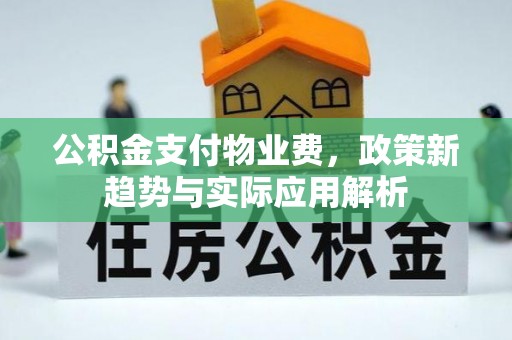 龙井公积金支付物业费，政策新趋势与实际应用解析