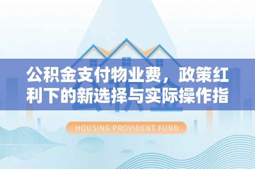 龙井公积金支付物业费，政策红利下的新选择与实际操作指南