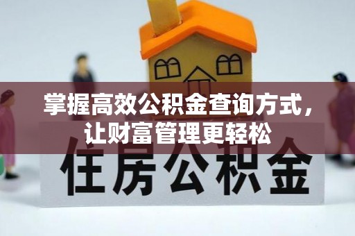 龙井掌握高效公积金查询方式，让财富管理更轻松