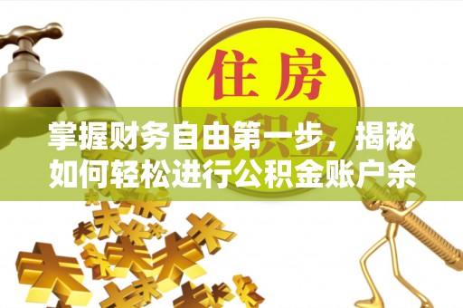 龙井掌握财务自由第一步，揭秘如何轻松进行公积金账户余额查询